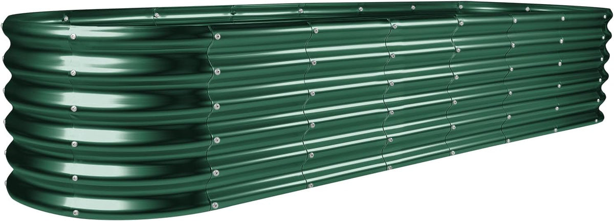 Land Guard 8×2×1.5ft Galvanized Raised Garden Bed Kit, Raised Garden Boxes Outdoor, Oval Metal