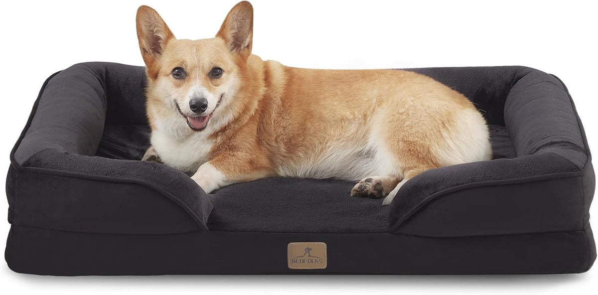 Bedfolks Orthopedic Dog Bed, Waterproof Dog Sofa Bed for Large Dogs, Egg Foam Pet Couch Bed with