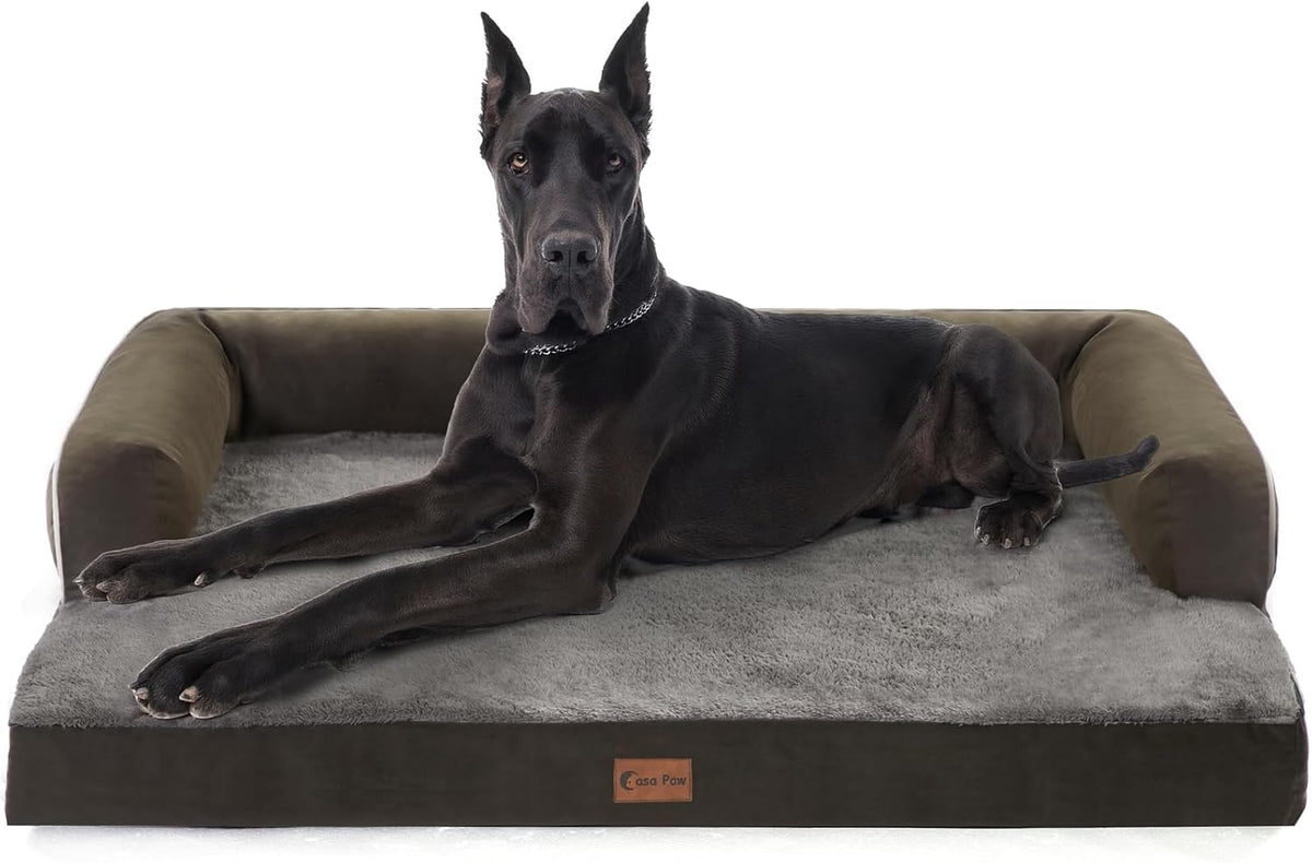 XXL Dogs Bed with Bolsters, Waterproof Dog Beds for Extra Large Dogs, Memory Foam Orthopedic Dog