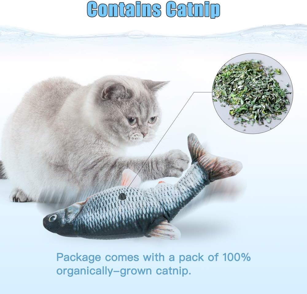 TOOGE 2 Pack 9" Floppy Fish Cat Toys with SilverVine and Catnip for Indoor Cats for Small Dogs
