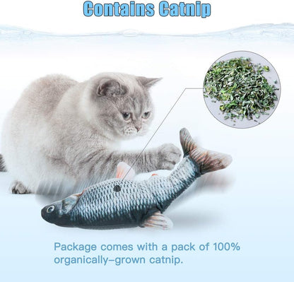 TOOGE 2 Pack 9" Floppy Fish Cat Toys with SilverVine and Catnip for Indoor Cats for Small Dogs