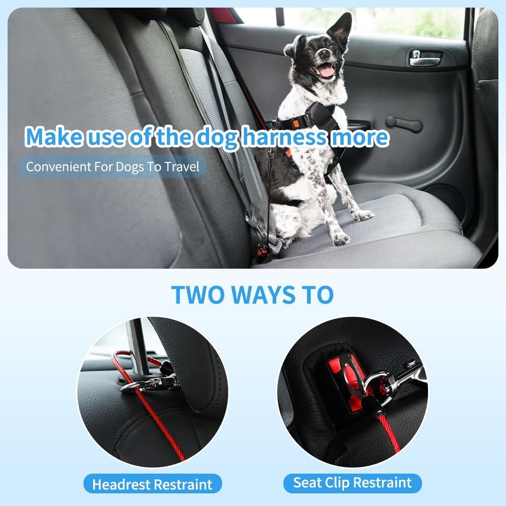 Dog Seat Belt Harness for Car,2pcs Dog Seatbelt of Coated Wire Leash Safety Restraint,No Chew
