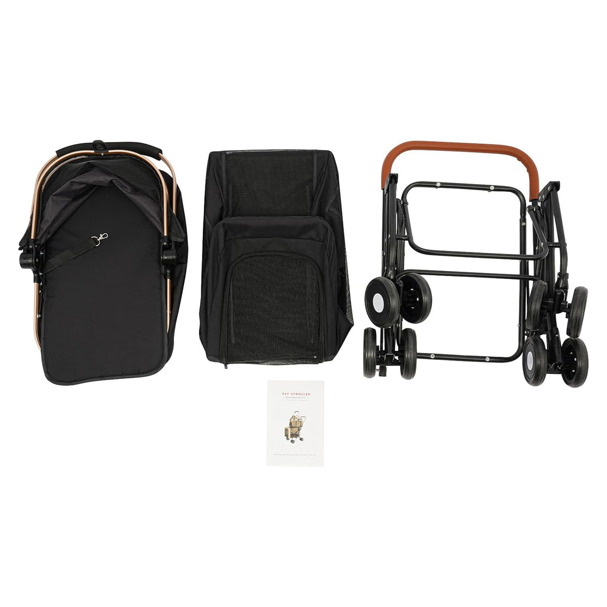 Double Pet Stroller with Detachable Carriers, Large Cat & Dog Stroller with 4 Wheels, Foldable Pet