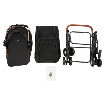 Double Pet Stroller with Detachable Carriers, Large Cat & Dog Stroller with 4 Wheels, Foldable Pet