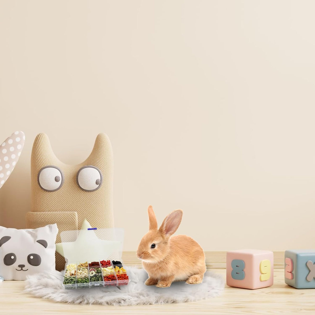 Bunny Treats, Treat Box with 15 Kind of Snacks for Rabbit, Hamster, Chinchilla, Guinea Pig and