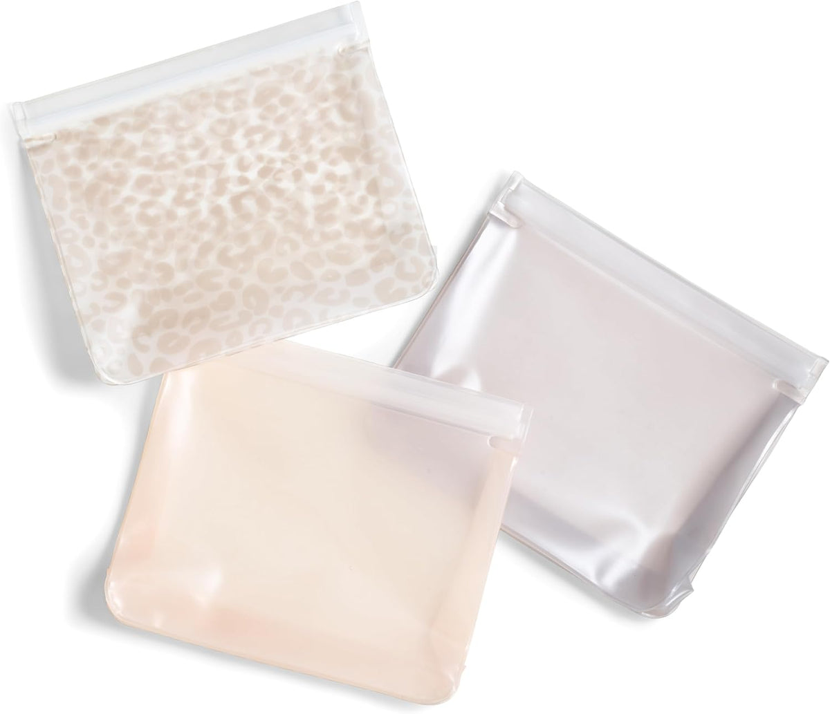 Fit & Fresh Reusable PEVA Storage Bags 3 Pack, Reusable Food Storage Bags, LeakProof, Durable