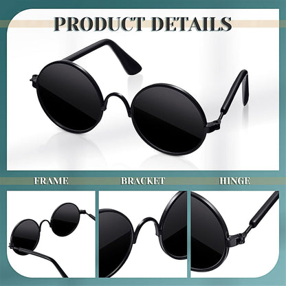 Dog Sunglasses Retro Pet Glasses Doll Glasses Classic Round Dog Glasses Metal Cat Puppy Eye Wear
