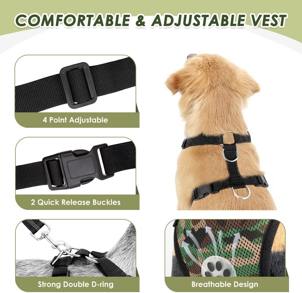 SlowTon Dog Seat Belt Harness for Car, Dog Car Harness Adjustable Mesh Breathable & Dog Seatbelt