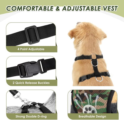 SlowTon Dog Seat Belt Harness for Car, Dog Car Harness Adjustable Mesh Breathable & Dog Seatbelt