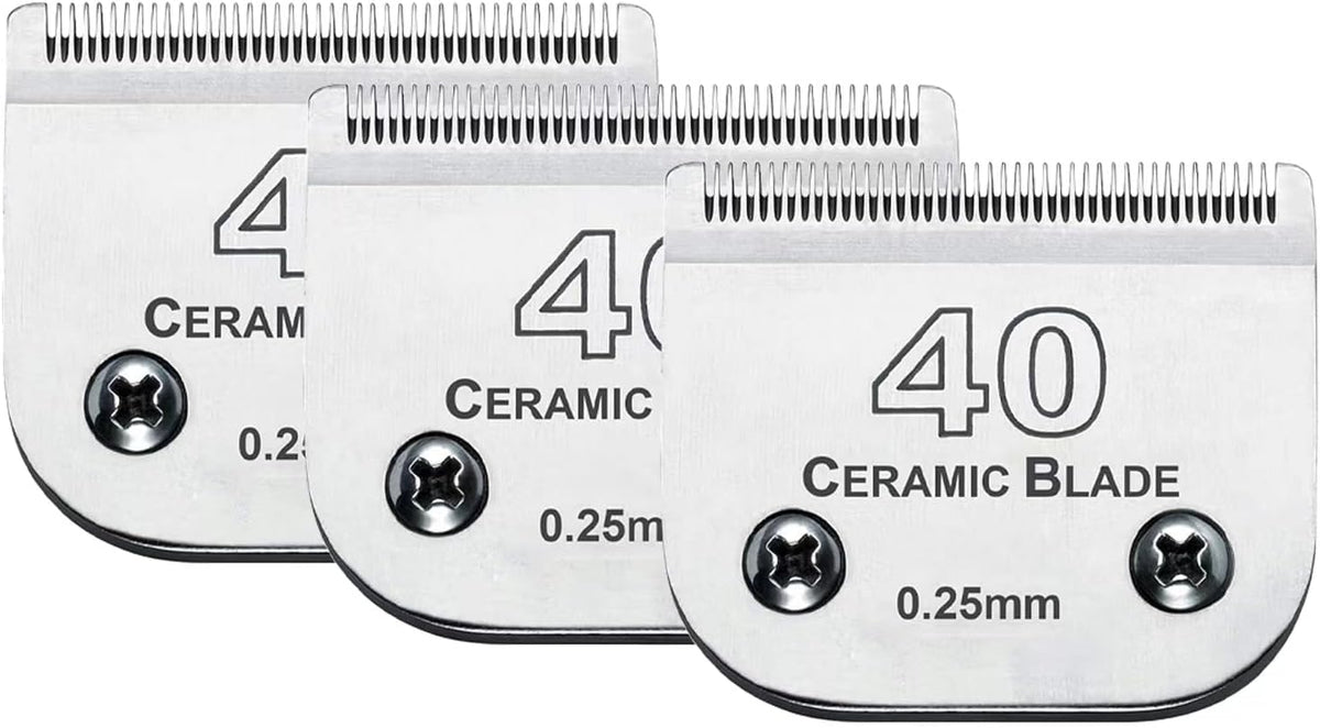 3PCS 40 Blades Dog Grooming Replacement Blades Compatible with Andis Dog Clipper,Ceramic Blade &