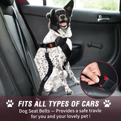 COOYOO Dog Seat Belt,3 Piece Set Retractable Dog Car Adjustable Seatbelts for Vehicle Nylon Pet