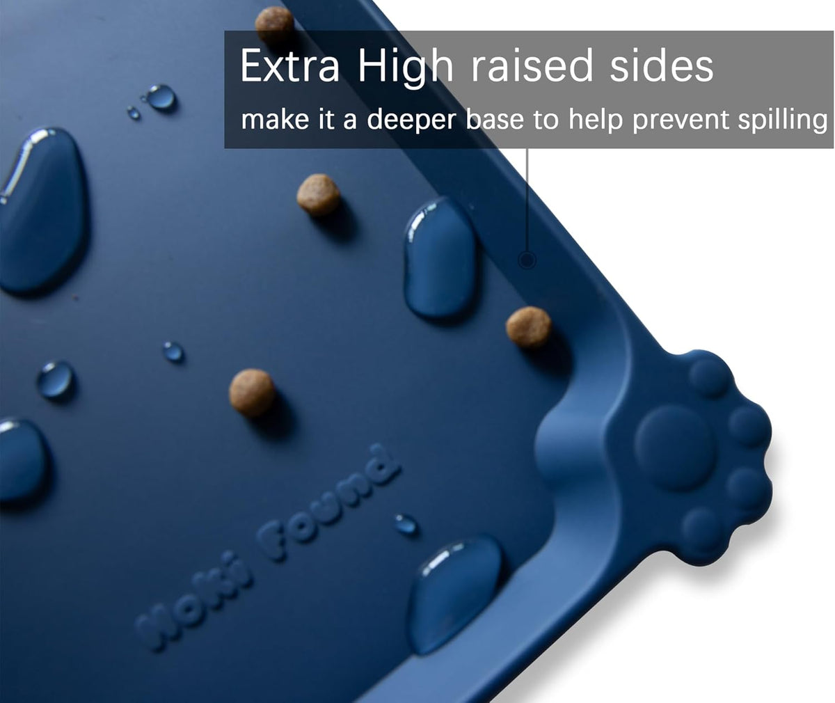 Hoki Found X-Large Silicone Pet Food Mats - Non Slip Dog Cat Bowl Placemats - Waterproof Dog Cat