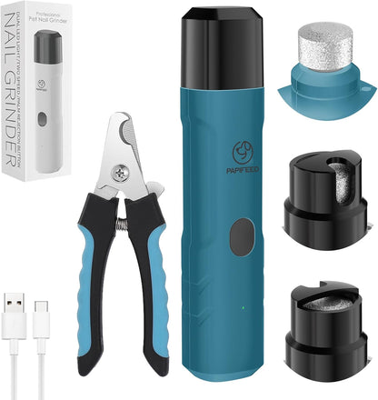 PIPAFFEED Dog Nail Grinder Upgraded with with Dog Nail Trimmers,2 LED Lights, 3-Speed Rechargeable