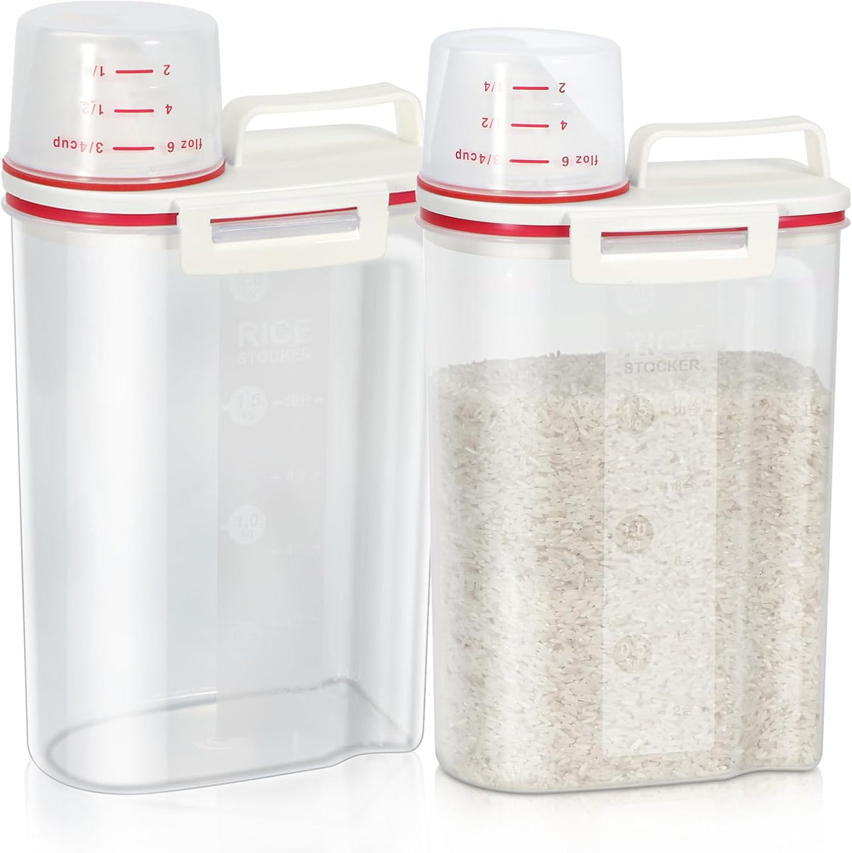 TBMax 2 Pack Rice Storage Containers 4 Lbs, Small Rice Dispenser with Measuring Cup, Cereal