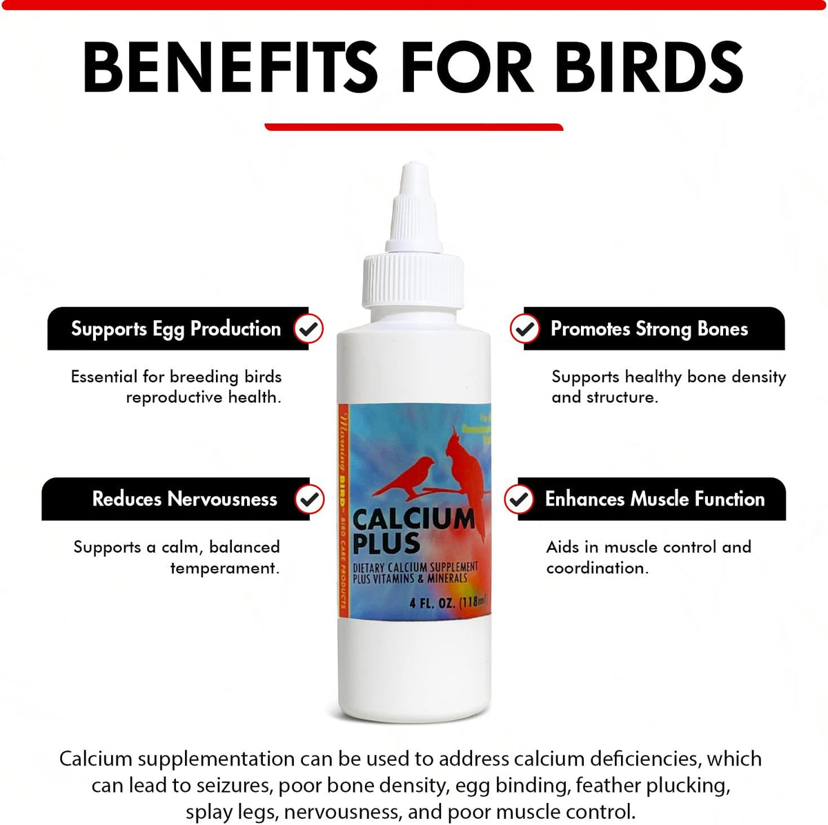 Morning Bird Calcium Plus Liquid Supplement for Birds - Liquid Calcium Formula with Magnesium and