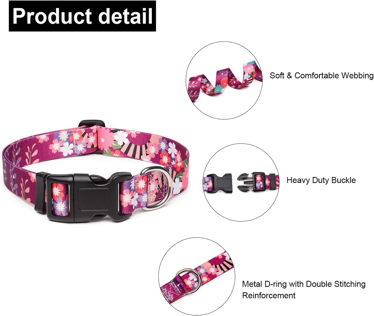 Mercano Adjustable Dog Collar - Special Design Patterns, Soft Nylon Comfortable Durable Pet Collar