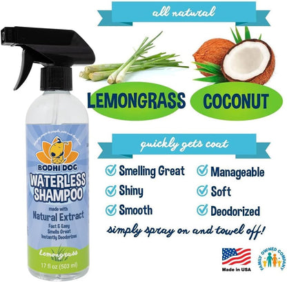 Bodhi Dog Waterless Shampoo for Dogs & Cats - Natural Dry Shampoo, Neutralizes Odor, No Rinse