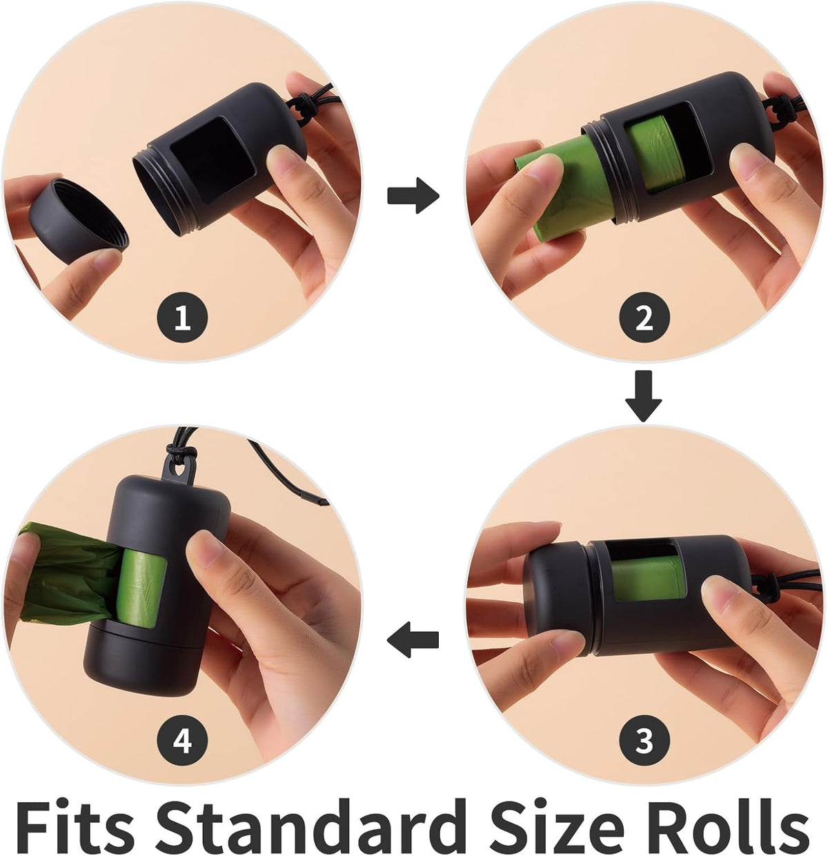 SLSON 3Pack Dog Poop Bag Holder for Leash Lightweight Pet Waste Bag Dispenser with Leash Attachment