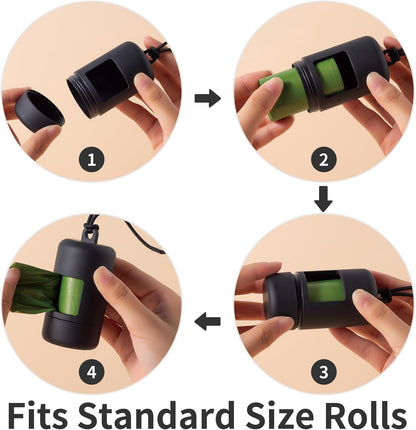 SLSON 3Pack Dog Poop Bag Holder for Leash Lightweight Pet Waste Bag Dispenser with Leash Attachment