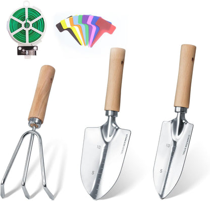 Garden Tool Set, 3 Pieces Gardening Kit with Garden Plant Twist Tie and Plastic Plant Tag
