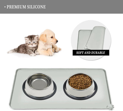 Waterproof Pet Feeding Mat with High Raised Edges, Heavier and Thicker Placemats for Cat Dog Water