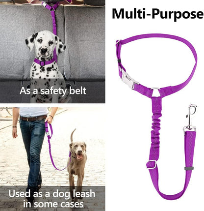 Plutus Pet Dog Seat Belt for Car Headrest, Reflective and Adjustable Restraint with Elastic Bungee