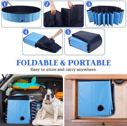 Foldable Dog Bath Swimming Pool Plastic Kiddie Pool Professional Tub Collapsible Grooming Bathtub