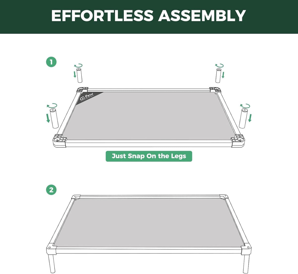 FXW TitanNest Chew-Proof Elevated Dog Bed, Raised Cot for Indoor/Outdoor/Camping Use, Durable &