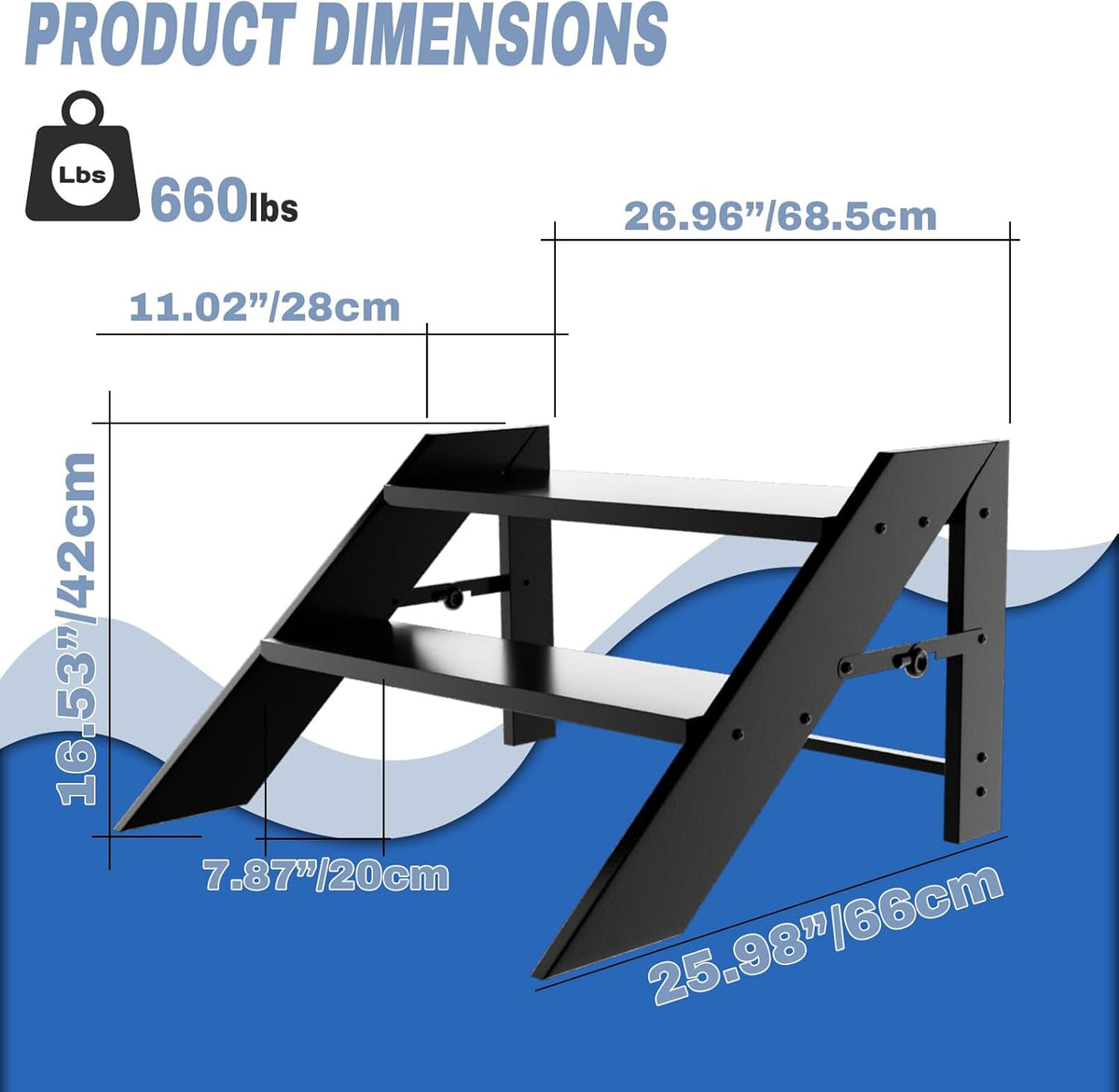 RV Step Stool Foldable, Folding 2 Step Ladder, Hot Tub Steps, Portable Pool Ladder, 660Lbs Heavy