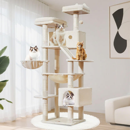 Taoqimiao Cat Tree 71-Inch, Cat Tower for Indoor Cats Large Adult, Multi-Level Large Cat Condo, 8