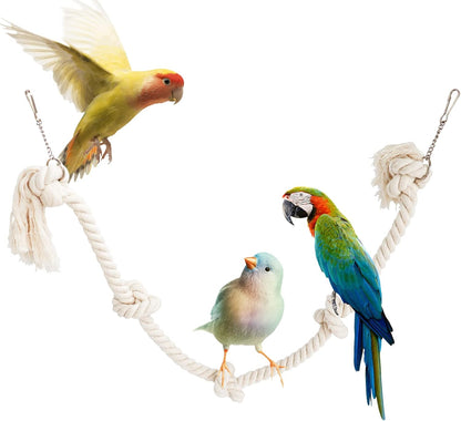 78.7 Inches Cotton Climbing Rope Toy, Lengthen and Bold Bird Ladder Bridge, Swing Toys, Pet Cage