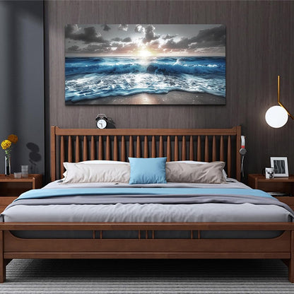 hyidecorart Canvas Wall Decor For Office Large Wall Art For Living Room Blue Beach Painting Sea