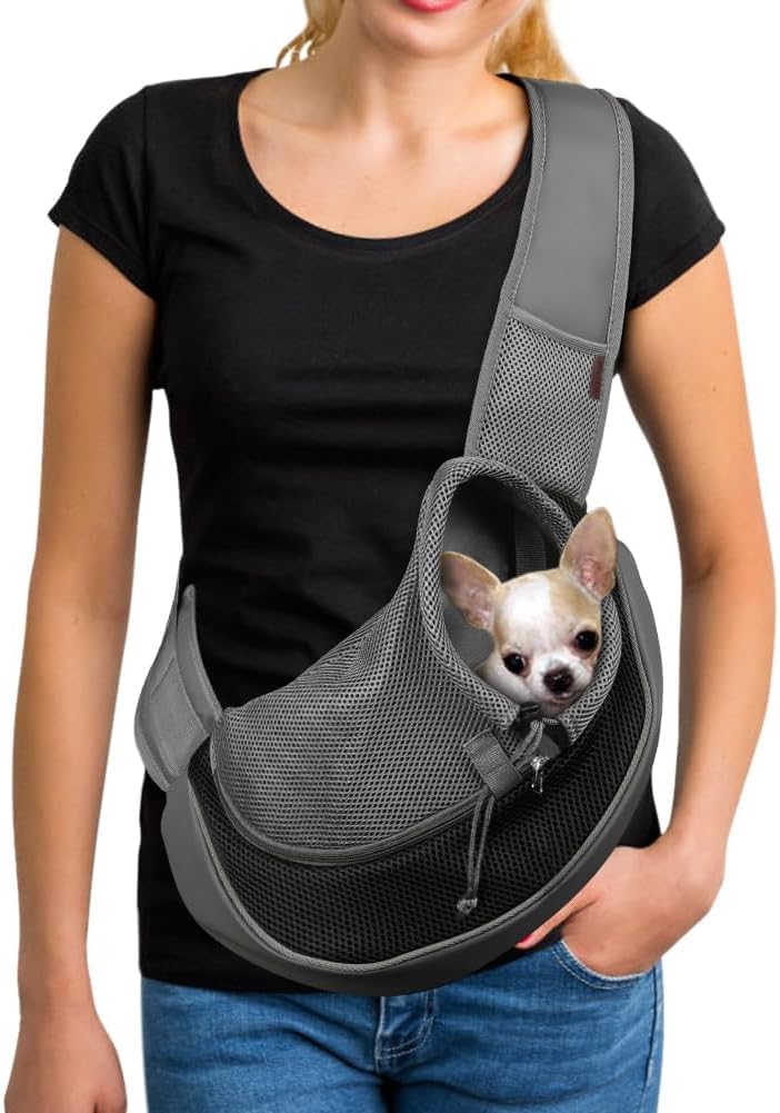 YUDODO Pet Sling Carrier for Small Dogs & Cats – Hands-Free Puppy Carrier with Safety Hook, Large