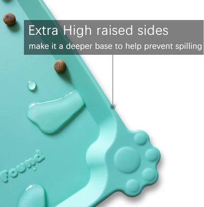 Hoki Found Silicone Pet Food Mats - Non Slip Cat & Dog Bowl Placemats - Waterproof Pet Feeding Mats
