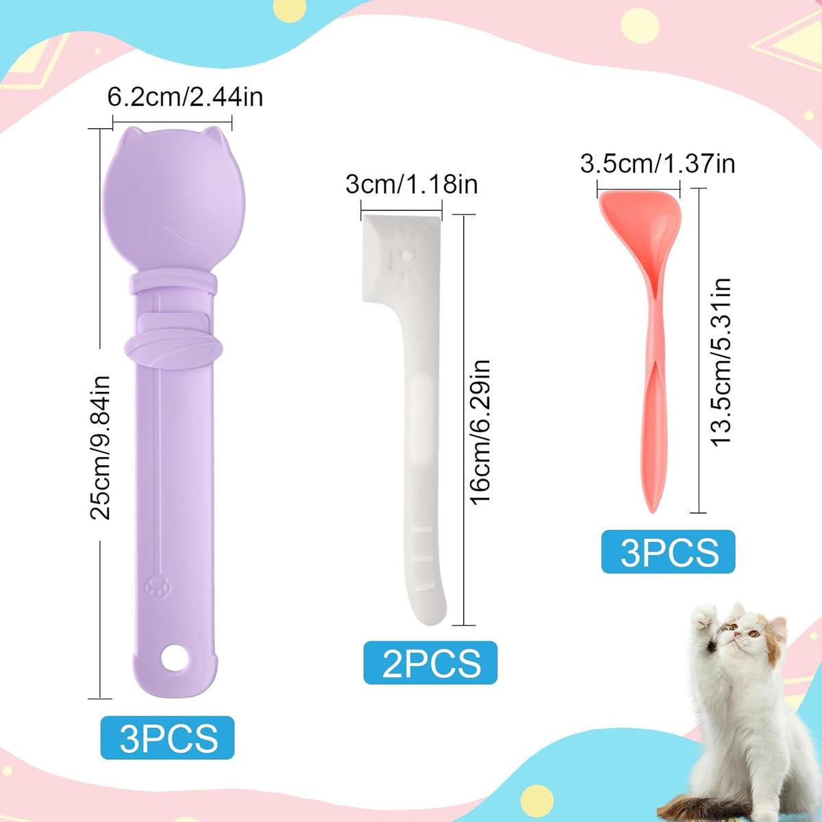 Cat Treat Dispenser Cat Treat Spoon Squeeze 8PCS Lickable Cat Holder with Cat Strip Feeder Spoon