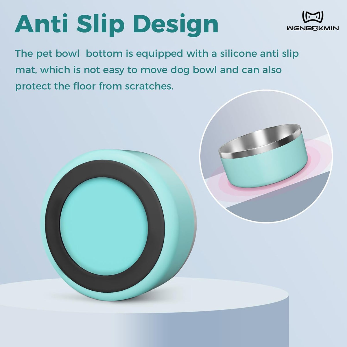 Dog Bowl, Stainless Steel Dog Food and Water Bowl with Non Slip Quiet Bottom, Easy to Clean