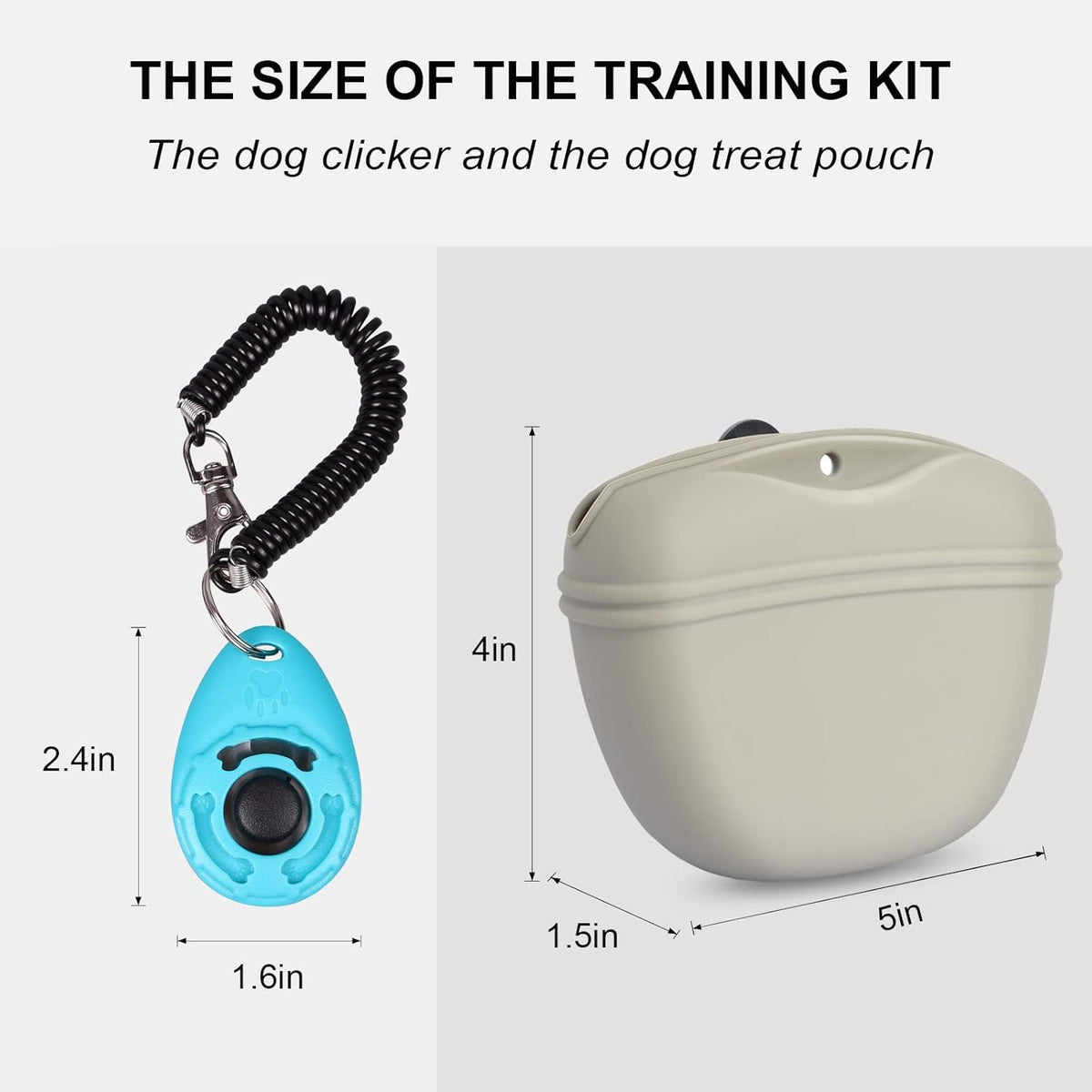 Left&Right Dog Clicker Training Kit,Silicone Dog Training Treat Pouch and Dog Clickers,Dog Treat