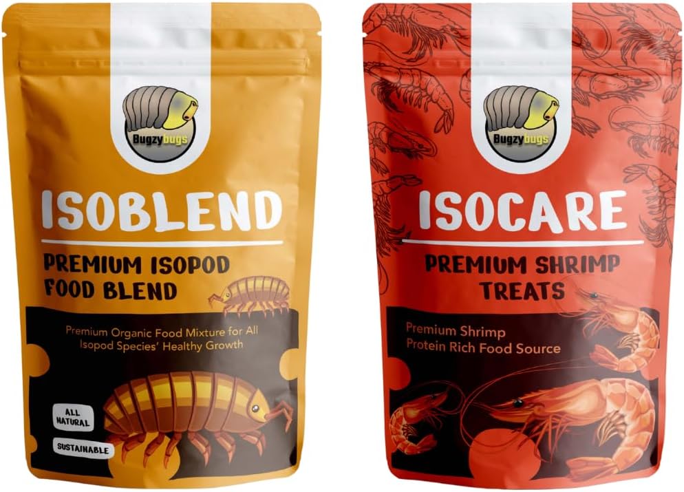 Isoblend Premium Isopod Food Bundle Vegetable Dry Blend and Shrimp Treat Protein Rich Food Source