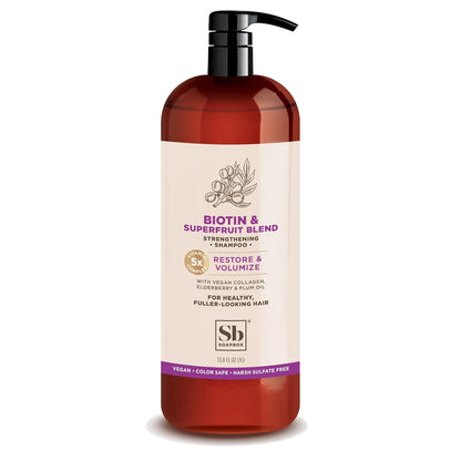 Soapbox Biotin Shampoo, Biotin & Collagen Super Fruit Shampoo for Thin, Fine, Thinning Hair |