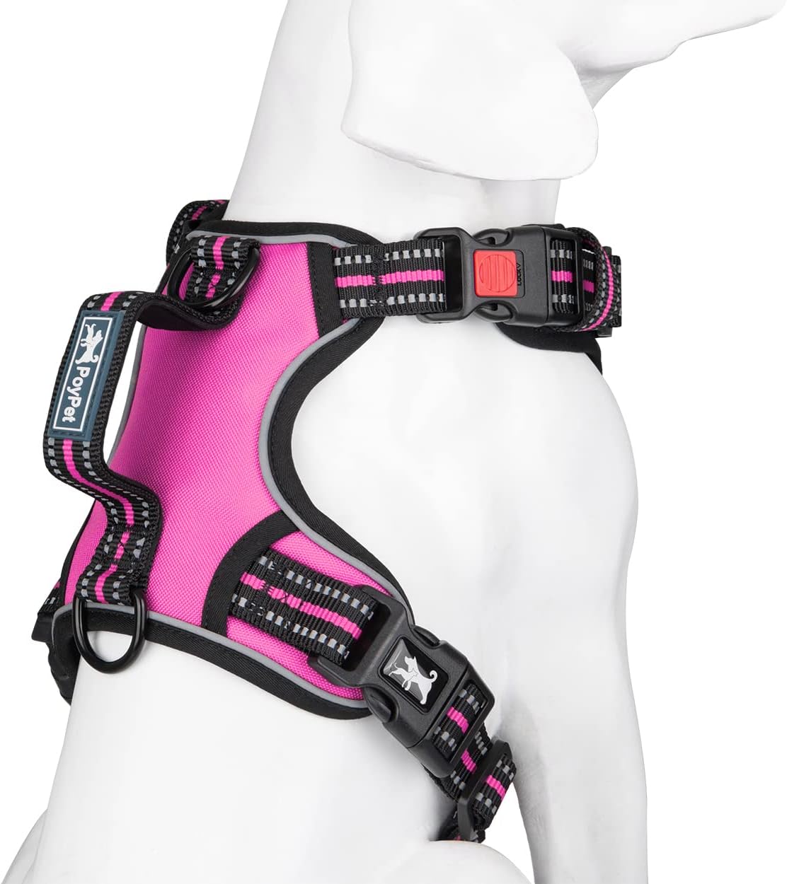 PoyPet No Pull Dog Harness, No Choke Front Clip Reflective Dog Vest with Soft Padded Vertical
