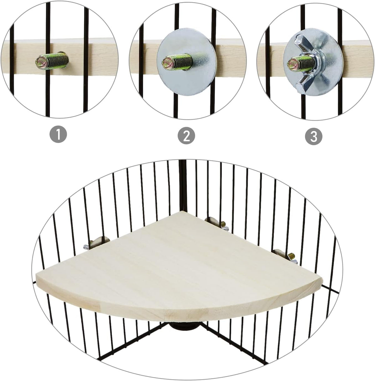 Wontee Bird Perch Stand 2 Pack Wooden Platform Corner Ledge for Budgies Cockatiels Conures African