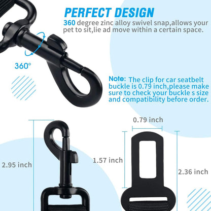 COOYOO Dog Seat Belt,3 Piece Set Retractable Dog Car Harness Adjustable for Vehicle Nylon Pet