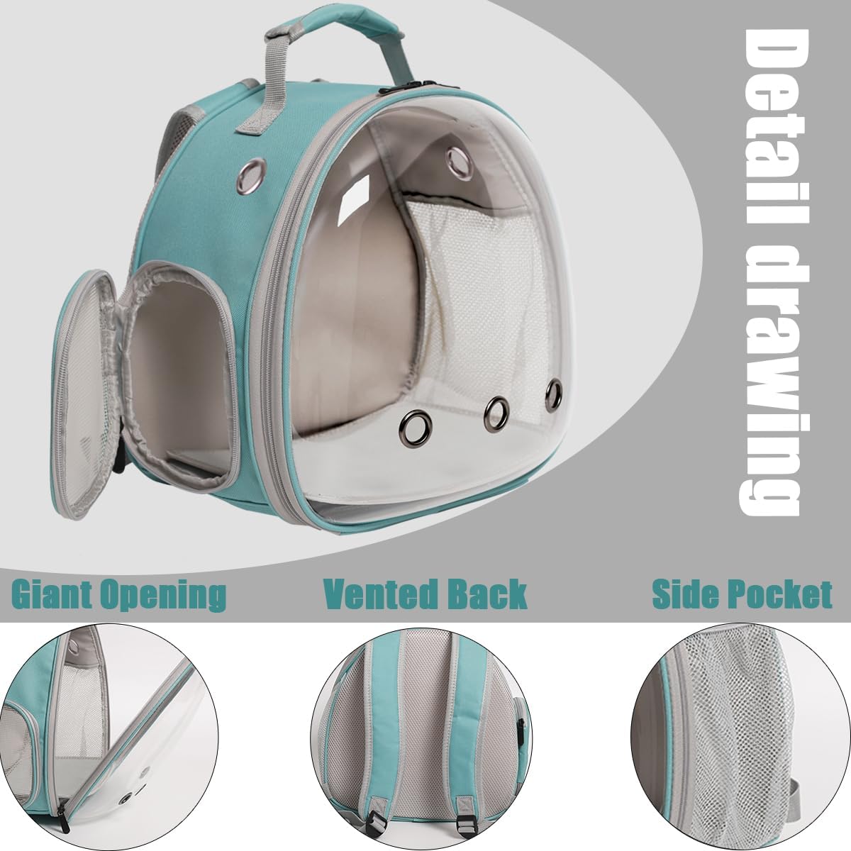 Hamster Backpack Carrier, Bearded Dragon Carrier Backpack with Clear Bubble Window,Small Animal
