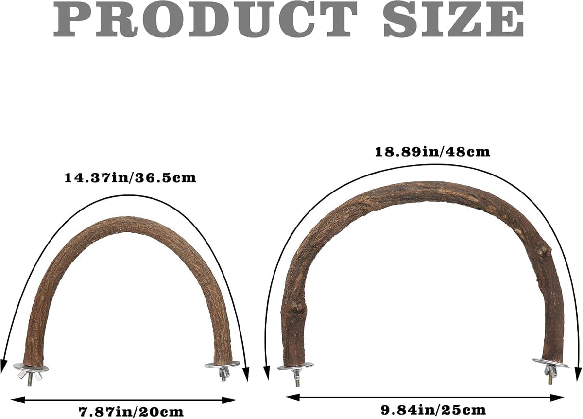 2 Pack Bird Perch Stand, Natural Wood U Shape Parrot Stand Pole, Bird Cage Accessories, Suitable