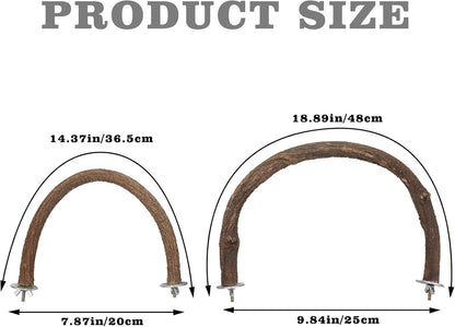 2 Pack Bird Perch Stand, Natural Wood U Shape Parrot Stand Pole, Bird Cage Accessories, Suitable