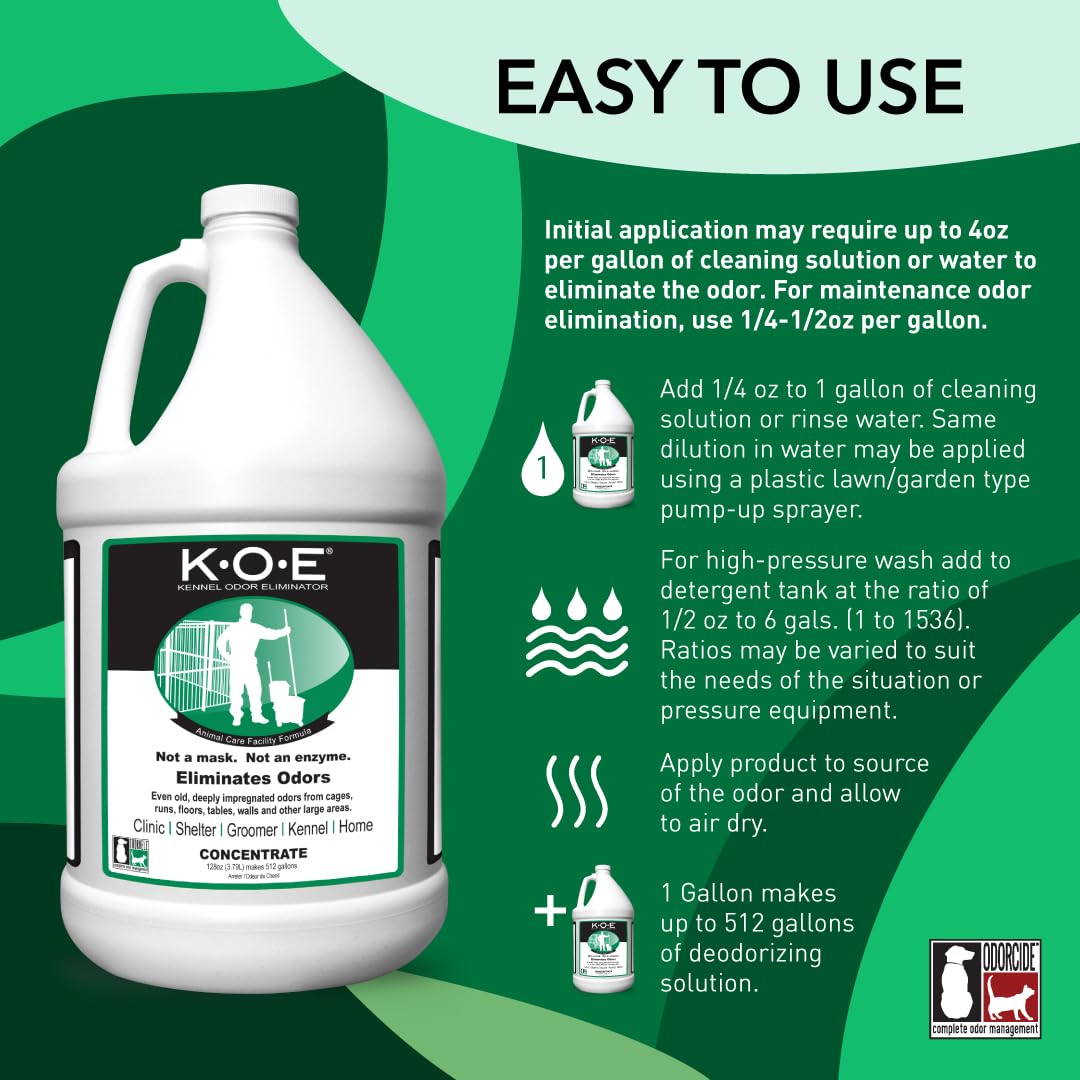 Thornell KOE Kennel Odor Eliminator Concentrate, Odor Eliminator for Strong Odors, Great for Cages