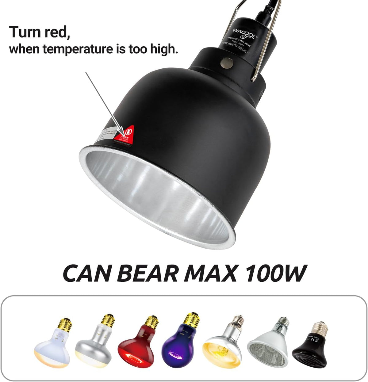 Reptile Light Fixture with Dimming Thermostat, 5.5 Inch Deep Dome Reptile Heat Lamp Fixture with