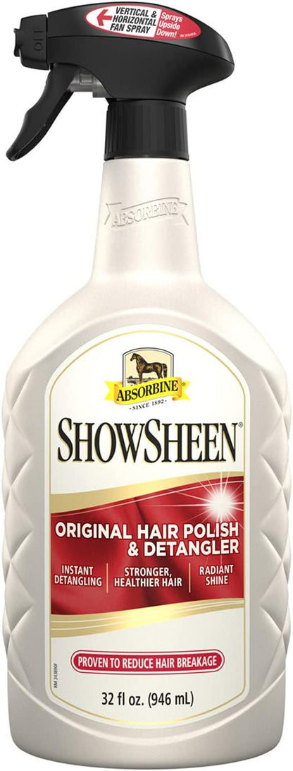 Absorbine ShowSheen Hair Polish & Detangler 32oz Spray Bottle, Horse and Dog Coat, Mane and Tail