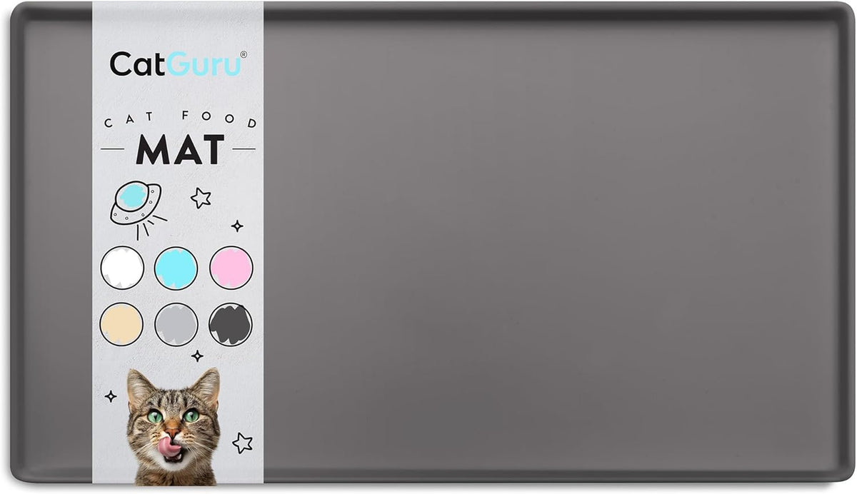 CatGuru Cat Food Mat, Small & Large Feeding Mats, 100% Waterproof Silicone Pet Placemat, Non-Slip