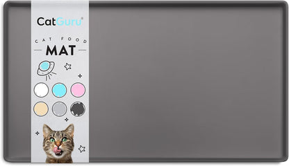CatGuru Cat Food Mat, Small & Large Feeding Mats, 100% Waterproof Silicone Pet Placemat, Non-Slip